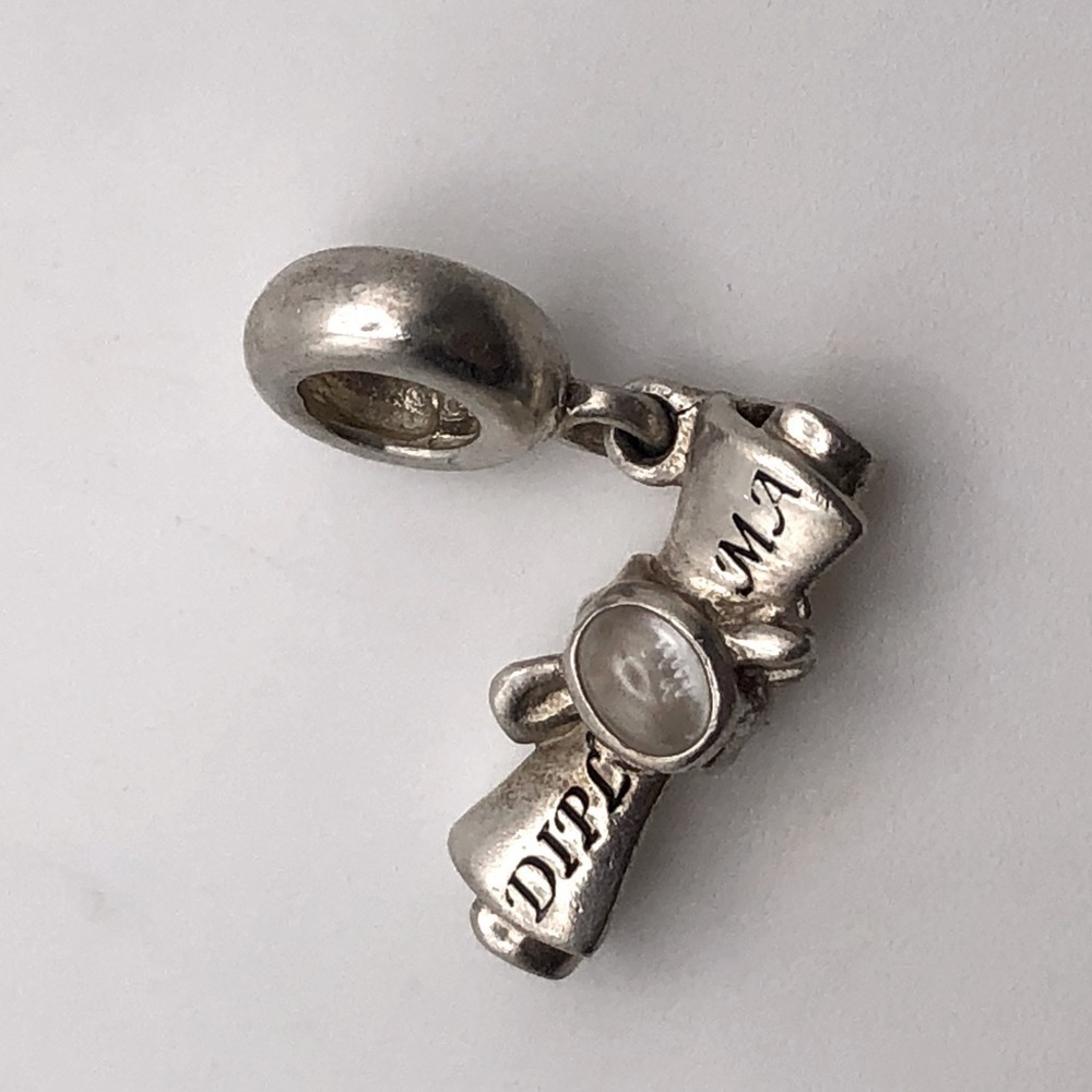 STERLING Silver Graduation Diploma Charm Bracelet Charm Fits Pandora